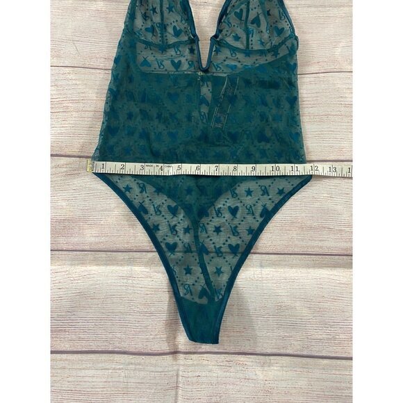 Victoria Secret Sheer Green Mesh Teddy Lingerie - Small - Picture 6 of 15